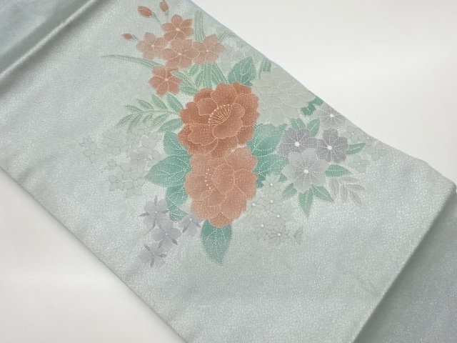 JAPANESE KIMONO / SAGARA EMBROIDERY FLOWER PATTERN NAGOYA OBI